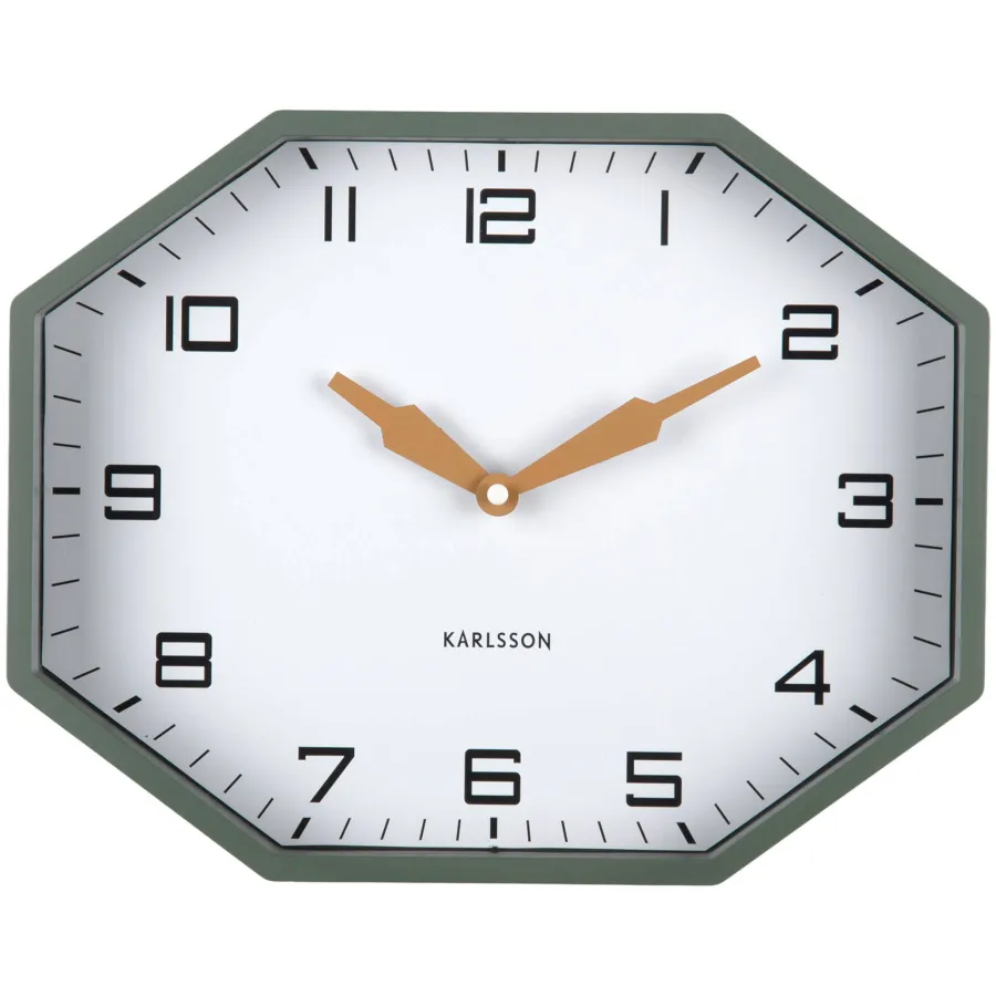 Karlsson Modern Factory Octagon wandklok groen, foto 4