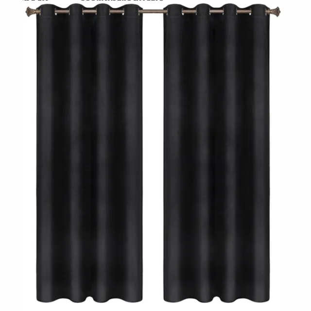 Bolt Edge Gordijnen set - Zwart - Verduisterend - 140x245cm - Plooiband - Fluweel - Isolerend