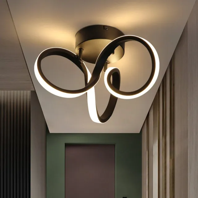 NETTLIFE LED Plafondlamp - zwart - 19W - 3000K warm wit - 31cm woonkamerlamp - voor hal | kantoor | studeerkamer
