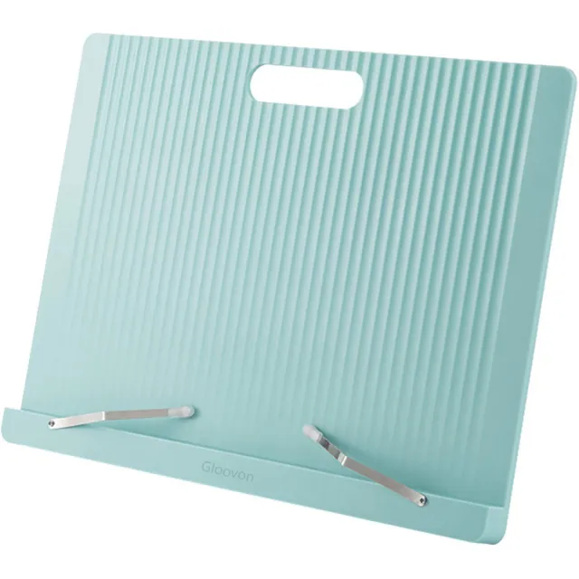 Gloovon Ergonomische Boekenstandaard - Mintgroen - Verstelbaar (5 standen) - Met Boekklemmen & Handvat - 34x24cm