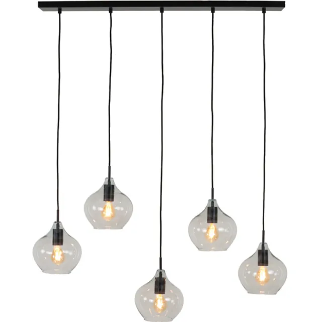 Light & Living Hanglamp Rakel mat zwart + helder