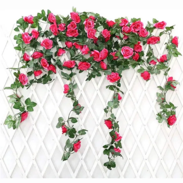 BOG Kunstrozen Slinger 220 Cm – Hangende Zijdebloemen In Roze En Rood – Bloemendecoratie Voor Bruiloft – Badkamer – Muur – Binnen En Buiten Roze Rood