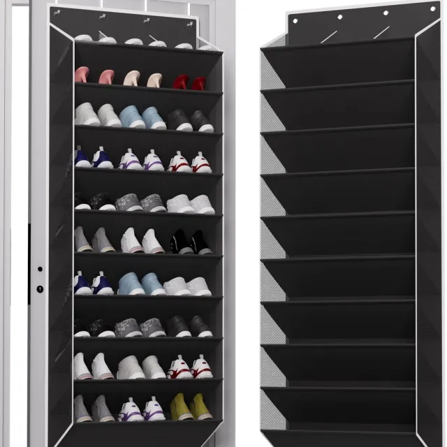 Unyqoos Ruimtebesparende hangende schoenenorganizer met 10 niveaus voor de deur zwart