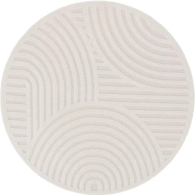 TT Home Binnen- en buitentapijt Weerbestendig Balkon Keuken Woonkamer Tapijt Geometrisch 3D 200 x 200 cm Rond 200 x 200 cm Rond beige