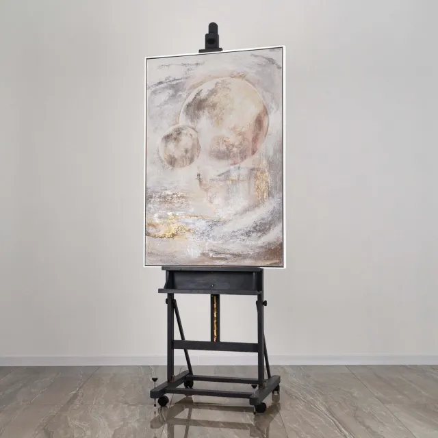 YS Canvas schilderij 140x100 cm handgeschilderd sterrenverbinding kosmisch – YS-Art Gallery – Mysterieuze wanddecoratie voor woonkamer – Modern schilderij voor hal White