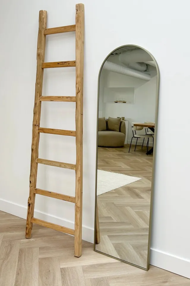 Nordic Style® Boogspiegel 150x45cm - Greige - Scandinavische Spiegels - Halfrond - Pas spiegel - Staande spiegel - Kleedkamer spiegel - Pas - Boog - Half Rond Ronde - Woonkamer - Wand - Muurspiegel - Muur