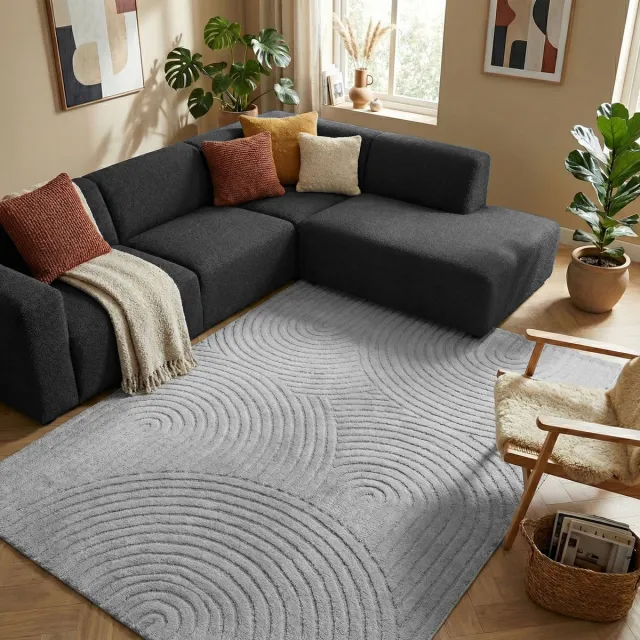 flycarpets Skando Vloerkleed Japandi & Scandinavisch - Grijs - Laagpolig Tapijt Woonkamer - 240x340 cm