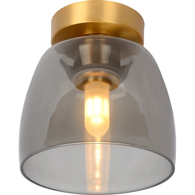 Lucide TYLER - Plafonnière (Plafondlamp) Badkamer - Ø 16,1 cm - 1xG9 - IP44 - Mat Goud / Messing
