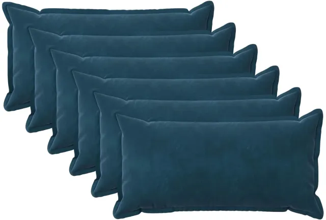 vidaXL Dekenkussen - 6 - st - HOUTEN - Blauw - 40 - x - 80 - cm - fluweel