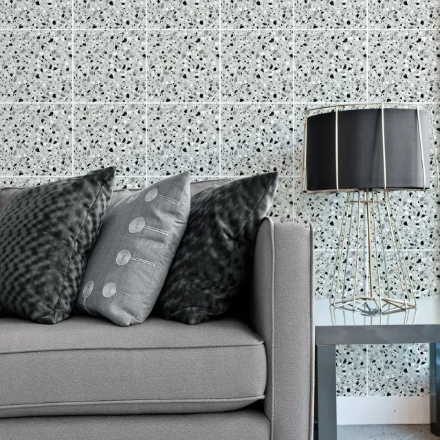 Ambiance Sticker Zelfklevende tegelmuurstickers voor keuken en badkamer - 9 LEONIO TERRAZZO TEGELSTICKERS - 9 stickers 20x20cm Multi color