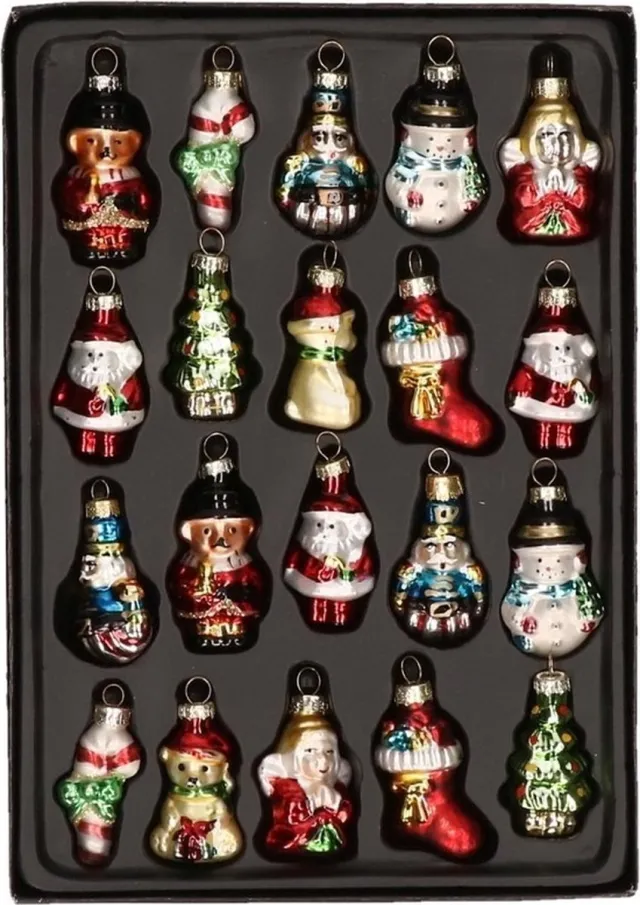 G. Wurm Kersthangers - 10 ST - Kerst figuurtjes - glas - 5 cm Multi