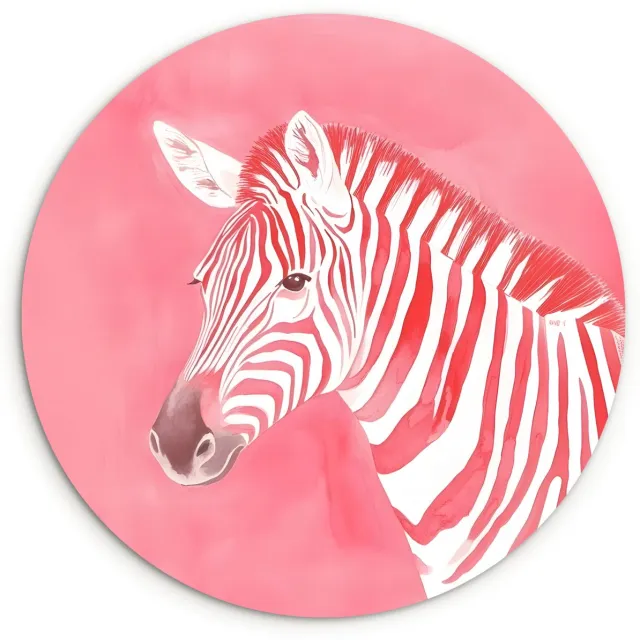 WallCircle Wandcirkel 120x120 cm - Muurcirkel Zebra - Pink - Verf - Muurdecoratie woonkamer - Wanddecoratie slaapkamer - Kamer decoratie accessoires - Ronde schilderijen