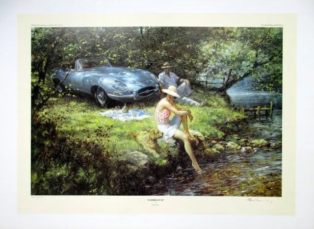 Alan Fearnley Jaguar E-Type, Series 1 - 1962 - "Summer of '62" By Alan Fearnley blauw