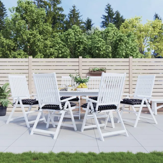 vidaXL Stoelkussens 6 st 50x50x7 cm stof ruitpatroon zwart Meerkleurig