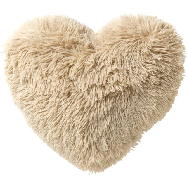Textino HART-XL - sierkussen 55x60 cm - hartvormig kussen - fluffy - Bleached Sand - beige Lichtbeige