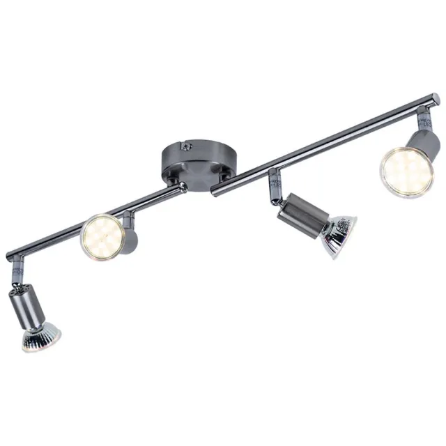 Globo Lighting Spotlight strip LED plafondlamp woonkamer 4 vlammen, metaal zilver, 4x 4W 4x 320lm warm wit, L 60 cm