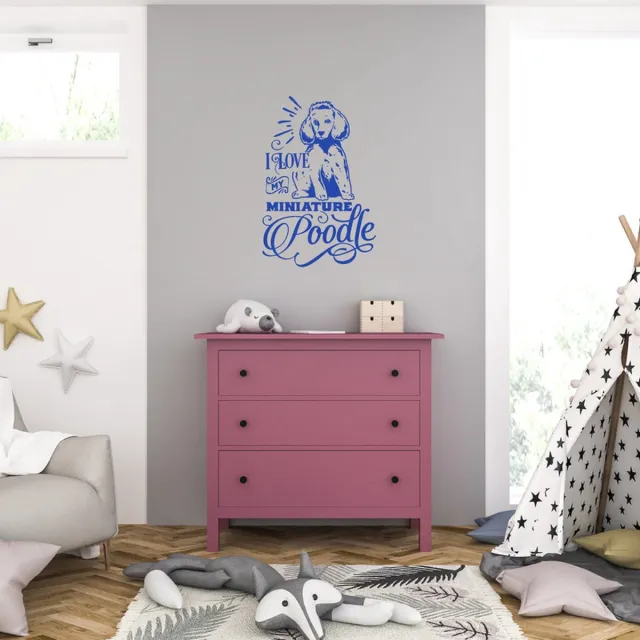 MC Living Muursticker - I Love My Miniature Poddle - 58 x 85 - Blauw
