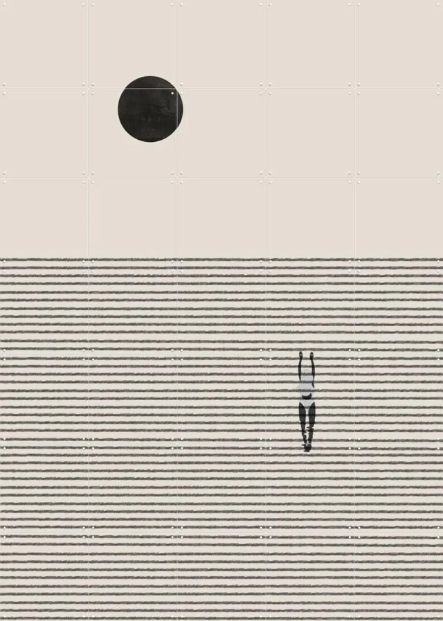 IXXI Nonconformistic Move, The Miuus Studio & Various - 100 x 140 cm - Grote wanddecoratie en posters - Strepen, Illustraties, Abstract, Minimalisme Zwart / Zwart en wit / Monochroom