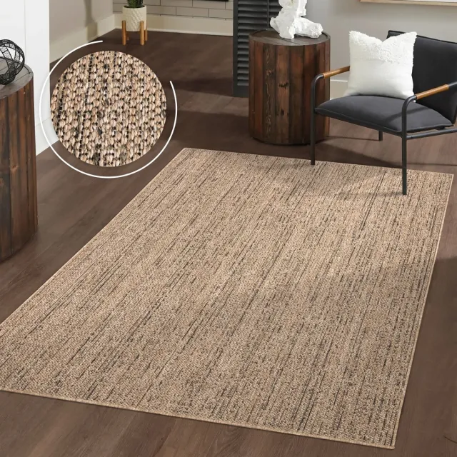 TT Home Wasbaar binnen- en buitenkleed, weerbestendig, terras, boho-patroon, effen gemêleerd 80 x 150 cm Rechthoek 80 x 150 cm Rechthoek beige