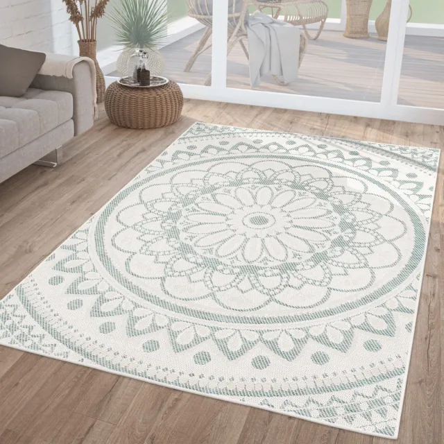 TT Home Binnen- en buitentapijt weerbestendig balkon keuken woonkamer tapijt 240 x 340 cm Rond grijs groen