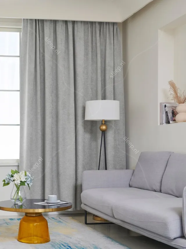 maroyathome VICTORIA Inbetween series - gordijn met plooiband - velours look - kant-en-klaar - 140 x 180 cm (b x h) - lichtgrijs Licht Grijs