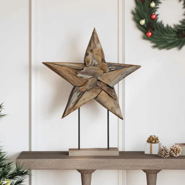 vidaXL Kerstster Naturel 59,5 x 18 x 74 cm Massief Teakhout Bruin