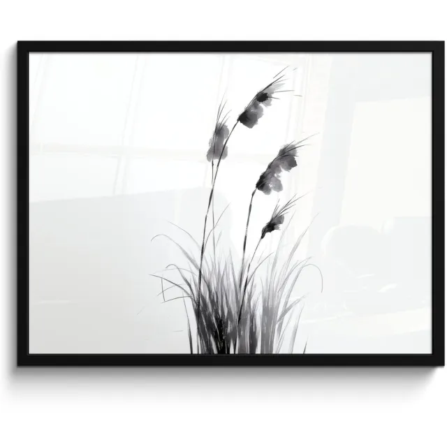 FrameYourWall Poster in lijst - Fotolijst 70x50 cm - Posters - Minimalistisch - Stelen - Wit - Posterlijst zwart - Decoratie - Wanddecoratie woonkamer - Muurdecoratie slaapkamer Stelen - Minimalistisch