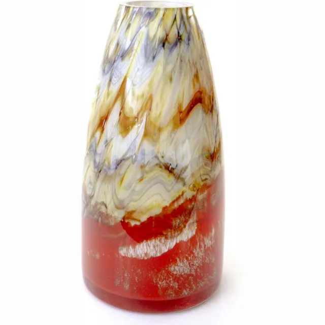 Loranto vaas / bloemenvaas luxe organic H 30cm mondgeblazen / handgeschilderd beige, rood