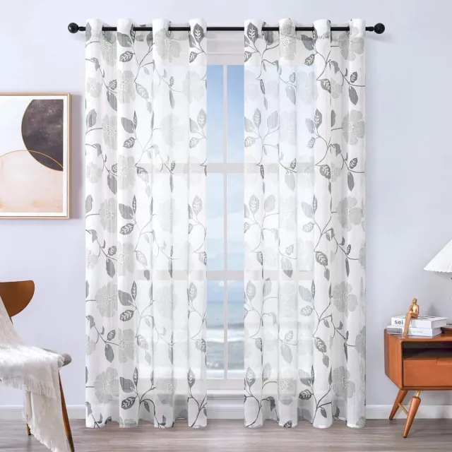 MRTERRS Vitrage – duurzaam – luxe vitrage voor slaapkamer woonkamer eetkamer - hoogwaardig voile – vitrage gordijn grijs