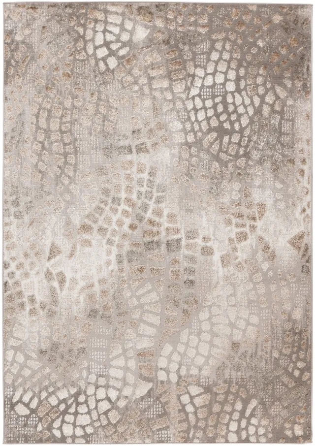 Padiro elegant laagpolig vloerkleed - lichtbeige - vintage patroon - voor vloerverwarming - van polyester en jute