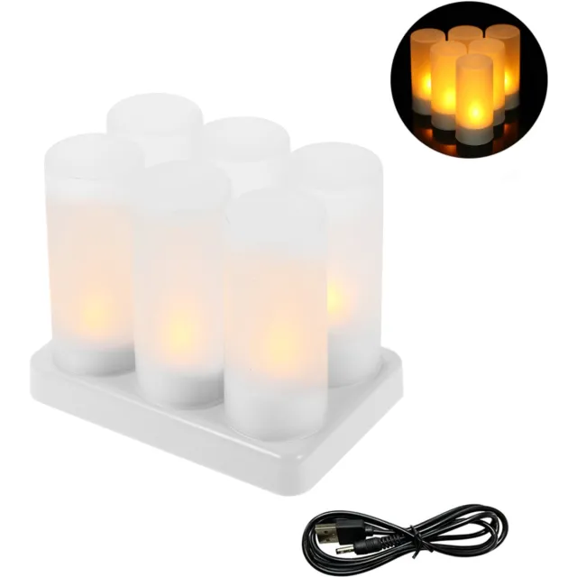 whiqutey LED-Vlamloze-Kaars-Herlaadbare-Kaars-Batterijloze-Theelicht-Kaars-Kerstversiering-Met-Oplaadstation Wit