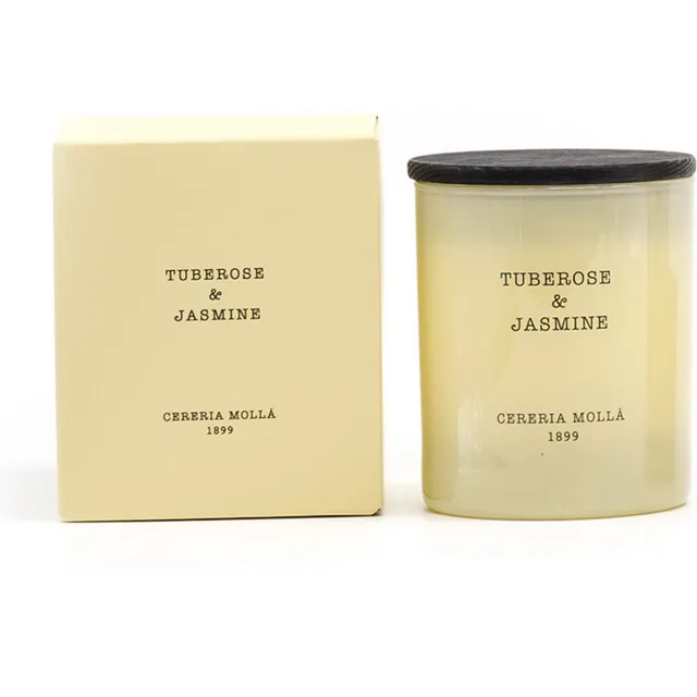 Cereria Mollà 1899 Geurkaars - Tuberose & Jasmine - 230gram - 1 lont/wiek - 50 branduren. Cremé