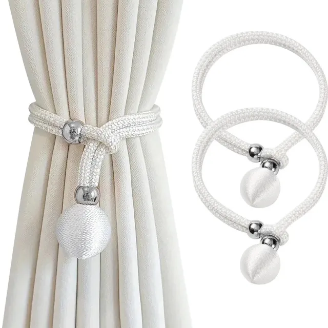 YONO Gordijnhouder - Gordijn Embrasse Modern - Gordijnbinder Touw - 2 Stuks - Wit Rond Wit