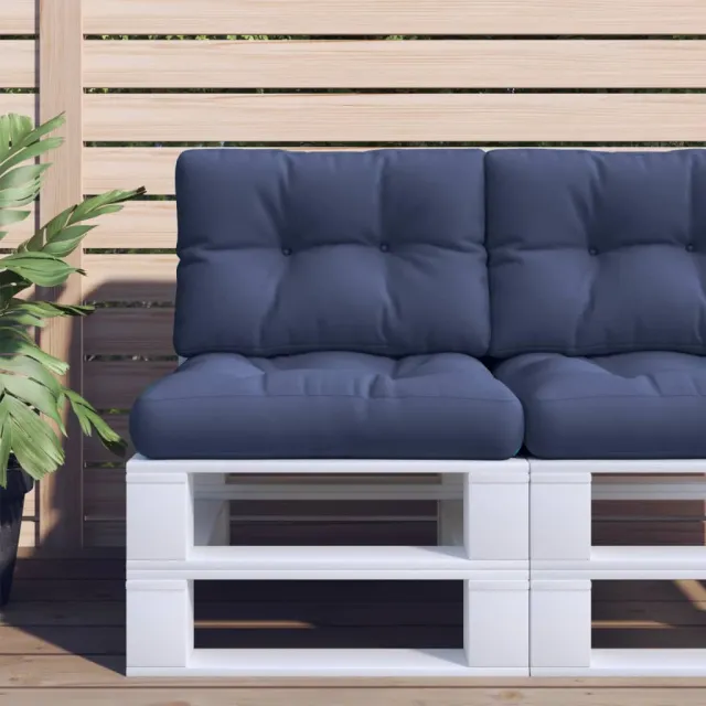 vidaXL Palletkussenset 60x40x12 cm stof marineblauw