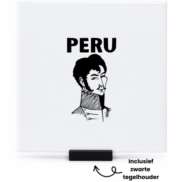 Hacebo Peru tegeltje met tegelhouder - Piloot - toeristen - tegeltjes met tekst - Peru cadeau - beste land - Leuk cadeau voor je Vriend om te geven - spreuktegels - 15x15 CM Wit
