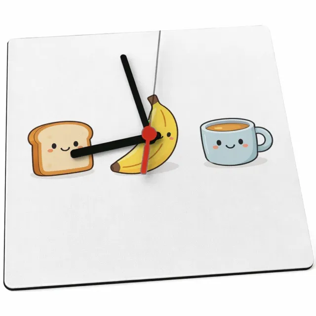 Mr Cadeautjes Klok 19 x 19 - design Rustige ontbijtprint met een speelse centrale boodschap en d | cadeau Wit