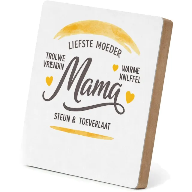 Mr Cadeautjes MDF staande fotolijst 15,2 x 15,2 - design Een warme, persoonlijke typografische print met een opvallen | cadeau Wit