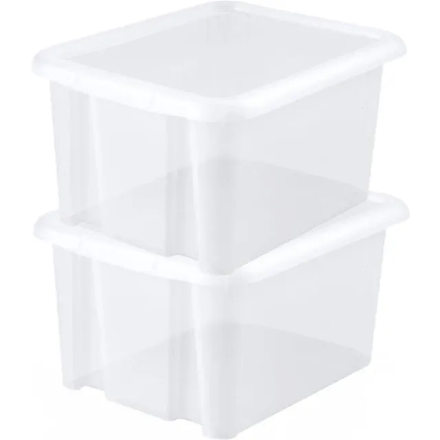 EDA Opbergbox 30L - 10x - wit - stapelbaar - L44 x B36 x H25 cm - kunststof - Bak/Doos met deksel