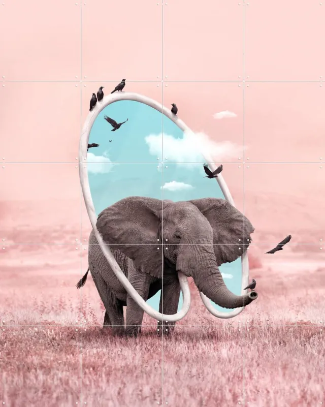 IXXI Dream Carrier, Julien Tabet - 80 x 100 cm - Grote wanddecoratie en posters - Fotografie, Surrealisme, Digitale Kunst, Speels, Gemengde Koele tinten / Roze