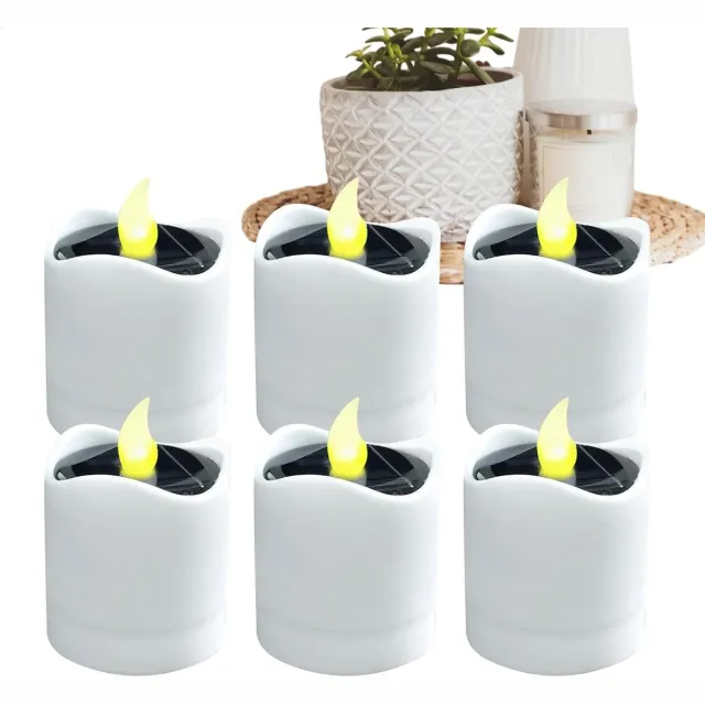 Zonnekaarsen Zonnekaarsen | Zonnekaarsen voor buiten | 6 vlamloze LED-theelichtjes met lichtsensor | Waterdichte theelichtjes voor lantaarns, tuinen, camping en huisdecoratie Veelkleurig
