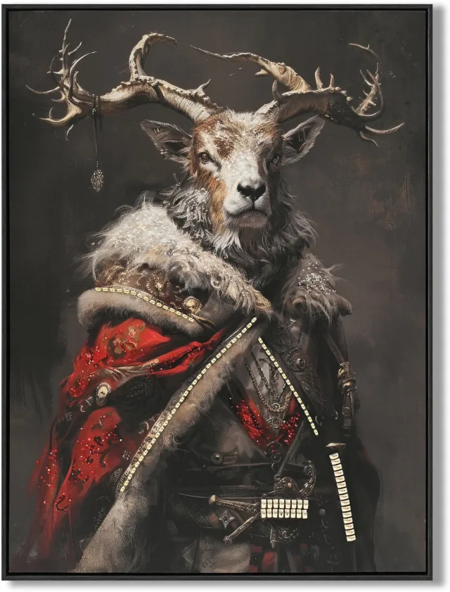 homebound by ky Schilderij regal deer 60x80cm Meerkleurig