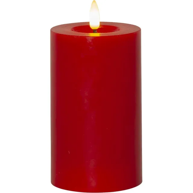 Star Trading Kaars Flame Flow, was, rood, zuilkaars, LED, timer, warm wit, 15 cm