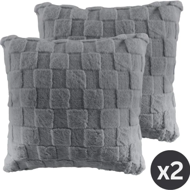 Tiseco Coussin (rempli) RAVA - tissu super doux - motif à carreaux - 45x45 cm, Gris GREY