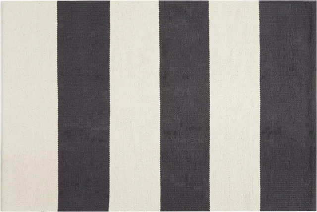Habitat Raya Katoenen Flatweave Vloerkleed - 120x180cm -Zwart & Wit