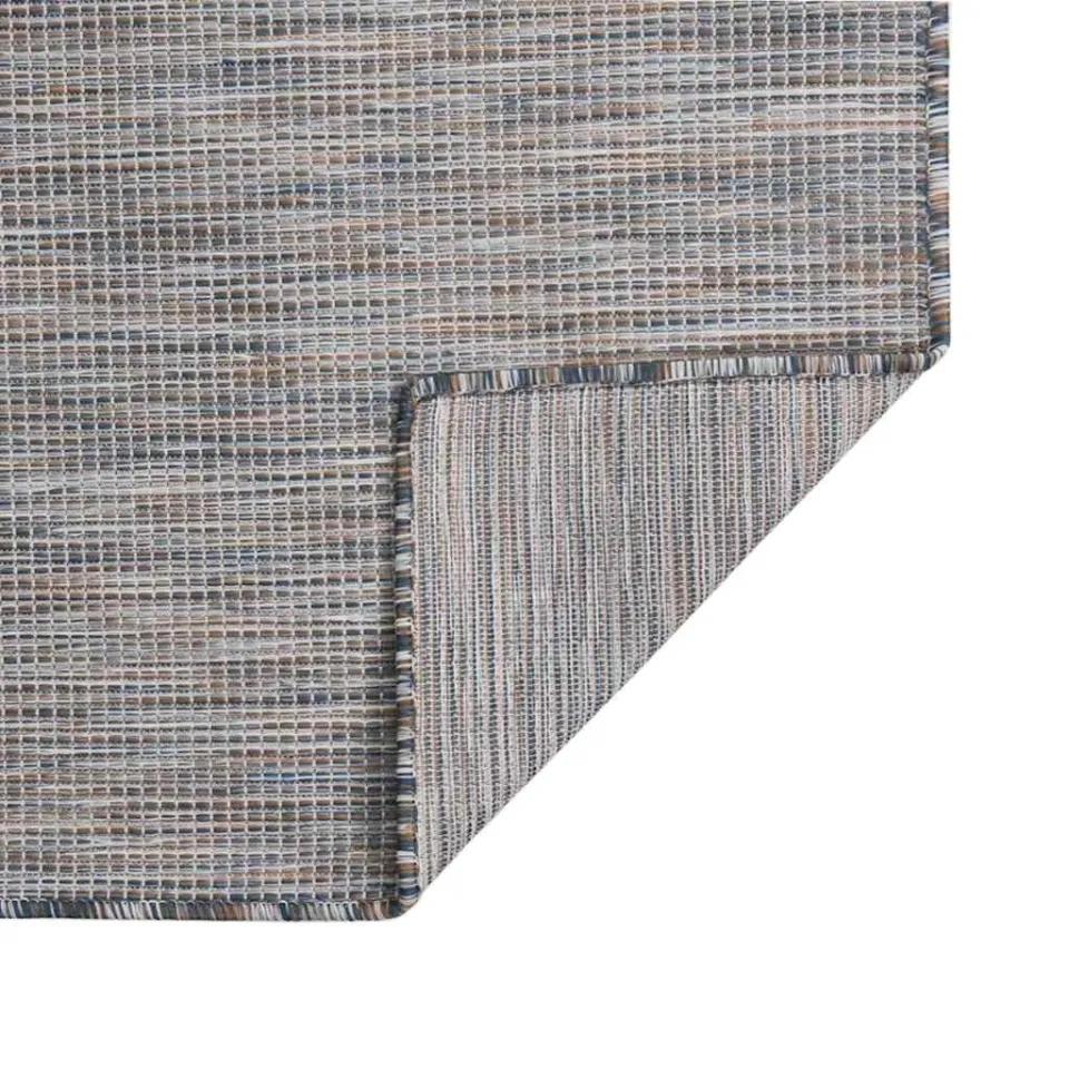vidaXL Buitenkleed platgeweven 160x230 cm bruin en blauw, foto 2