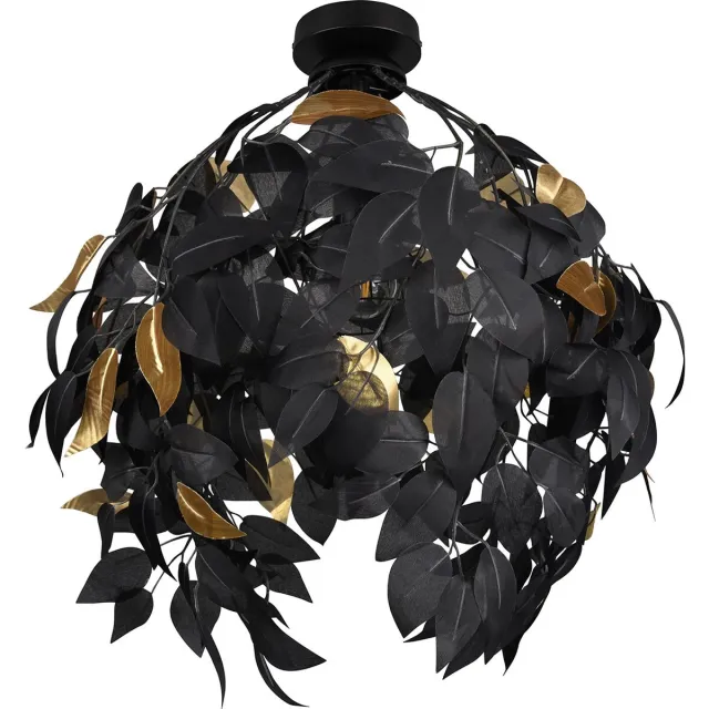 RL LIVE YOUR LIGHT REALITY LEAVY - Plafondlamp - Zwart mat - excl. 1x E27 28 W - Plafondbevestiging - Patroon bescherming