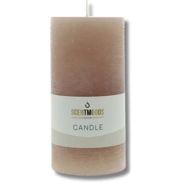 Scentmoods Rustieke kaars - Stompkaars - Taupe - 6,3x10cm