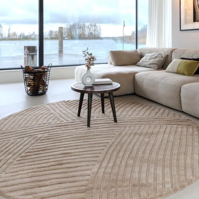 Nordic Weavers Rond design vloerkleed - Balans Field beige 300
