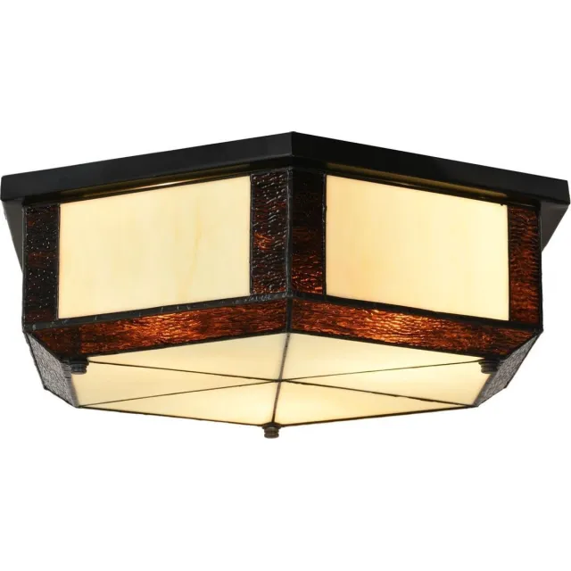 Coloured by Art Tiffany Plafonnière Geometric - Art Deco Trade Bruin