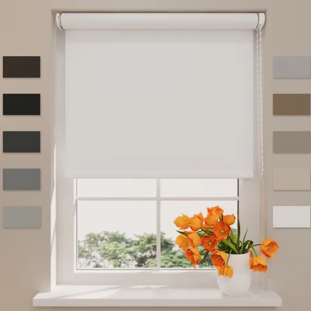 DTCH Rolgordijn Verduisterend - Easy Match - Wit - 120 x 190 cm - Rolgordijn zonder boren - Maten van 40 t/m 240 cm breed White